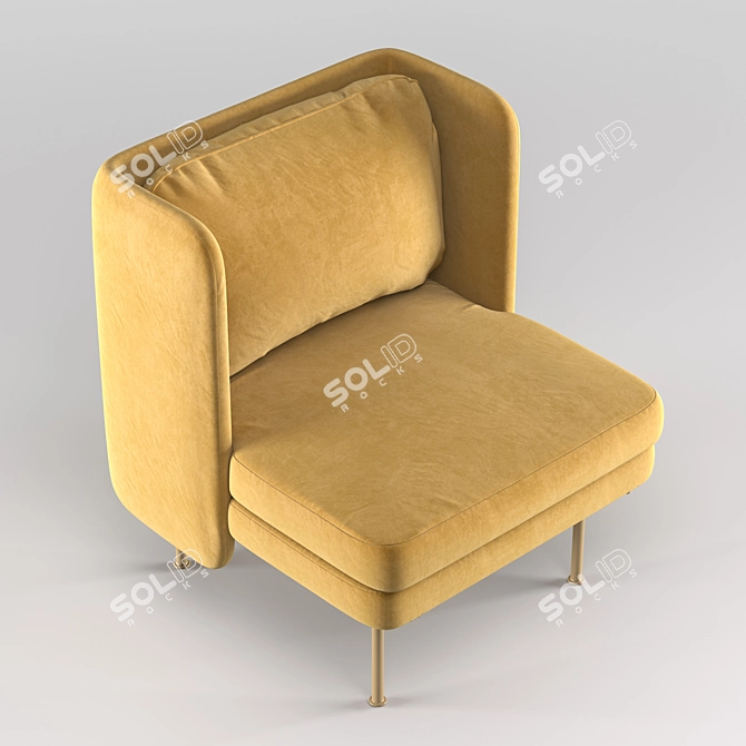 Luxe Velvet Lounge Chair 3D model image 2