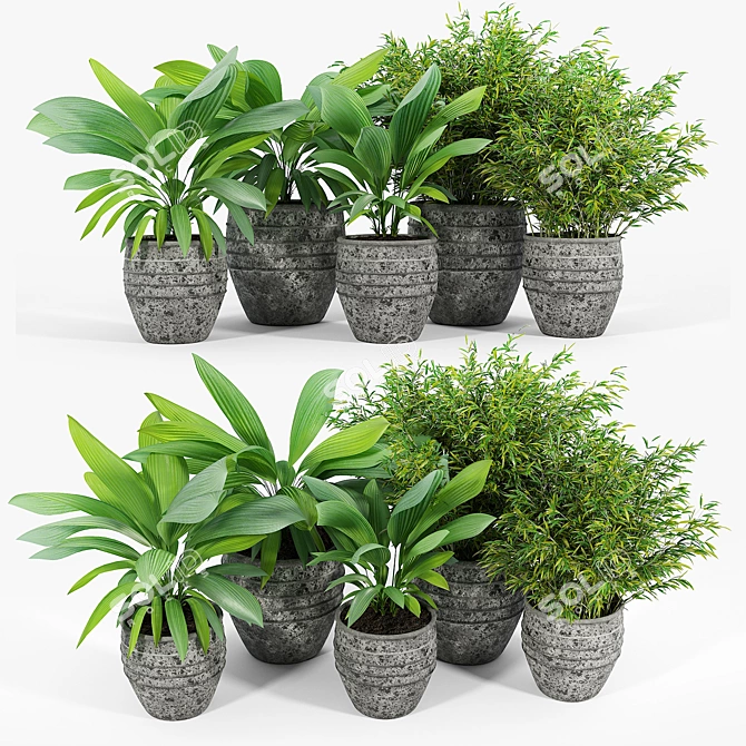 Sleek Modern Planter Set 3D model image 1