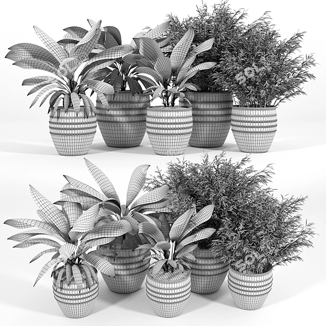 Sleek Modern Planter Set 3D model image 5