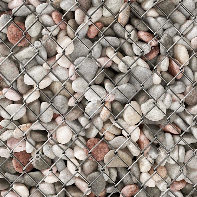 Title: Gabion Pebble Mesh Low Height n6 3D model image 2