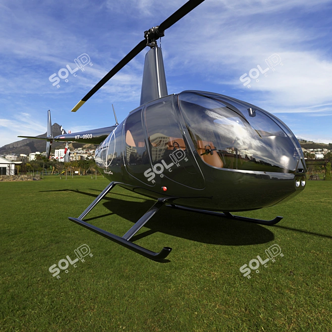 Robinson R44: Versatile Four-Seater Helicopter 3D model image 4