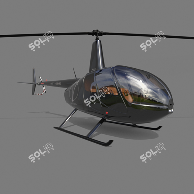 Robinson R44: Versatile Four-Seater Helicopter 3D model image 6