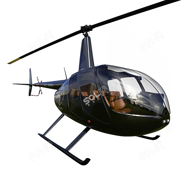 Robinson R44: Versatile Four-Seater Helicopter 3D model image 16