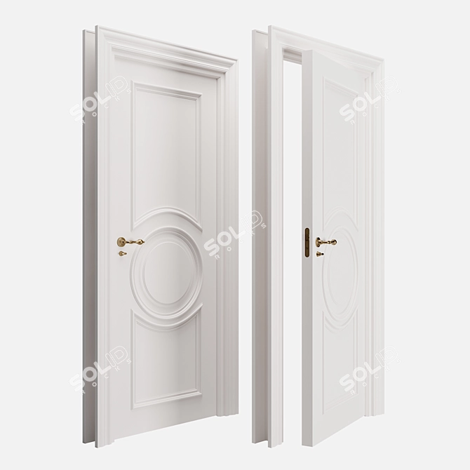 Elegant Heritage Interior Door 3D model image 1