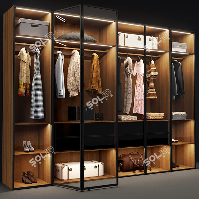 Sleek Molteni Wardrobe Master 3D model image 1