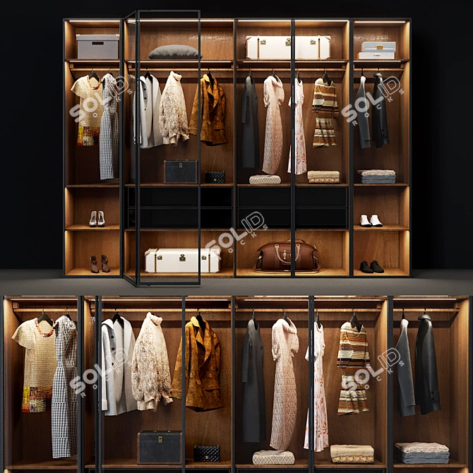 Sleek Molteni Wardrobe Master 3D model image 2