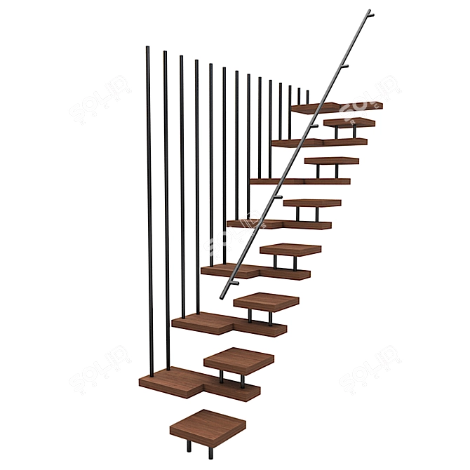 Modern 3D Stairs Design 3D model image 2