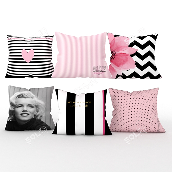 Pink Bliss: Elegant Decorative Pillow Set 3D model image 1