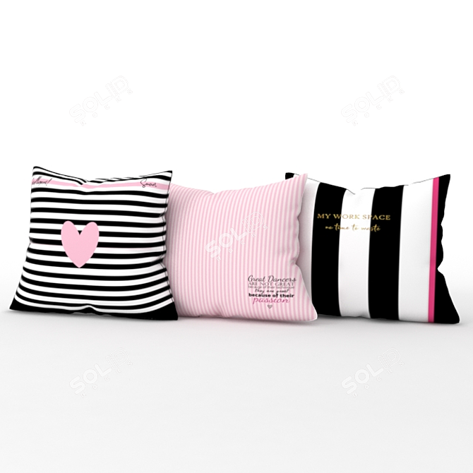 Pink Bliss: Elegant Decorative Pillow Set 3D model image 2