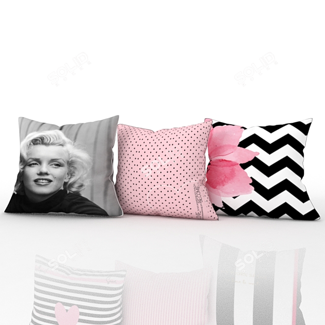 Pink Bliss: Elegant Decorative Pillow Set 3D model image 3