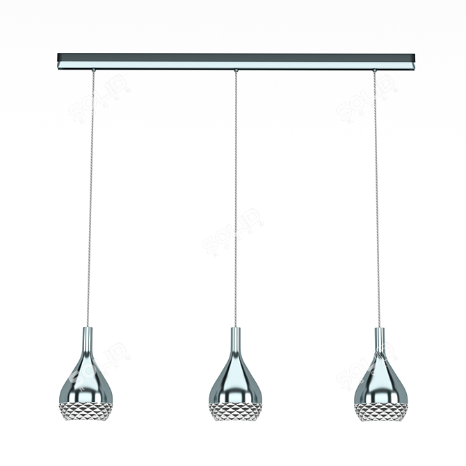 KHALIFA Chandelier: Stylish Glass Shade, 3 Halogen Lamps (8W) 3D model image 1