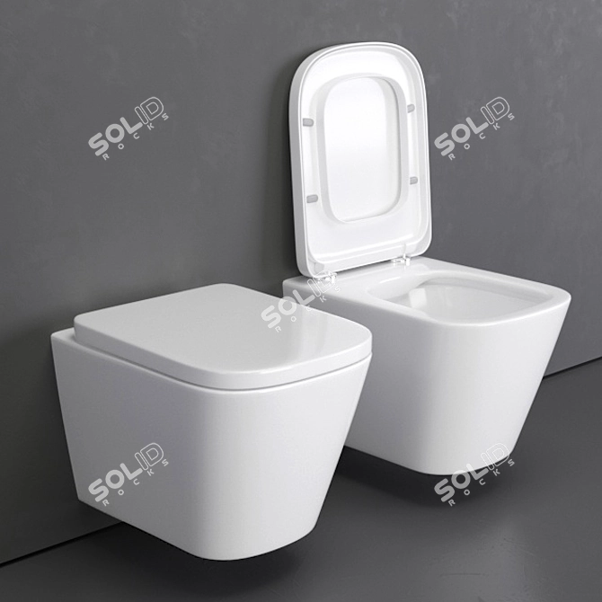 Bild Wall-Hung Toilet: Modern Elegance 3D model image 1