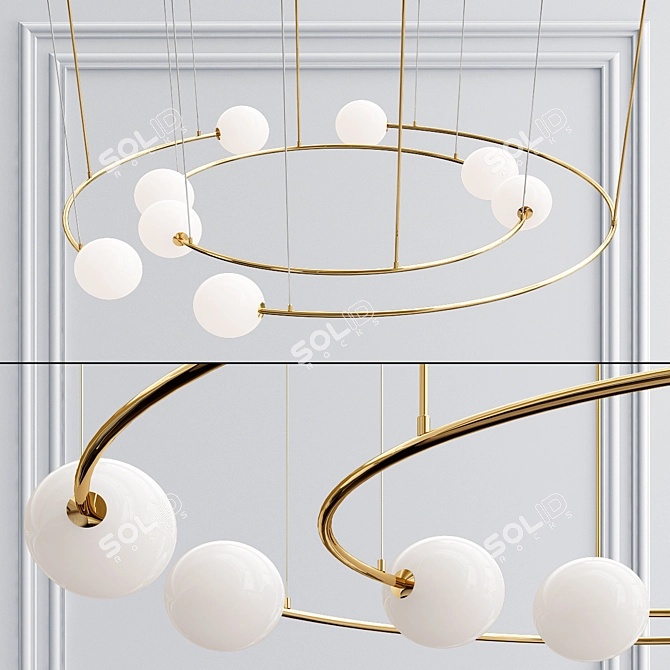 Golden Sphere Chandelier 3D model image 1