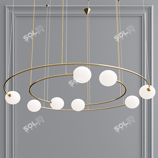 Golden Sphere Chandelier 3D model image 2