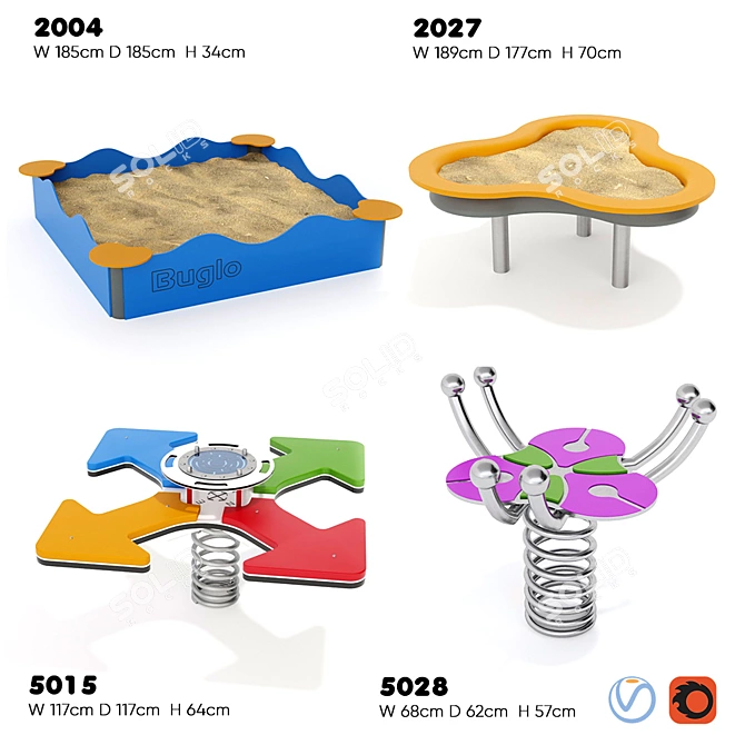 Buglo Sandboxes and Rockers: High-Quality Outdoor Play Equipment 3D model image 1