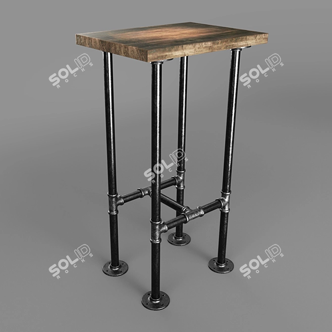 Industrial Iron Pipe Bar Table 3D model image 4