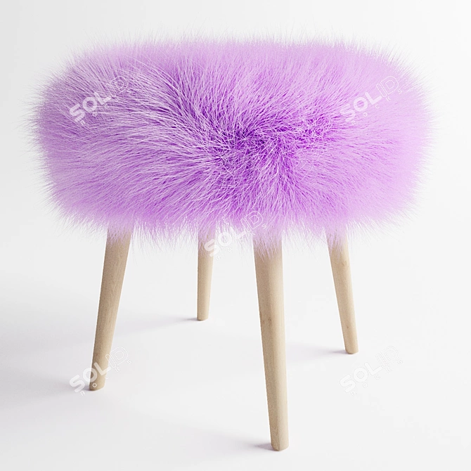 Luxe Lamb Fur Chair Stool 3D model image 2