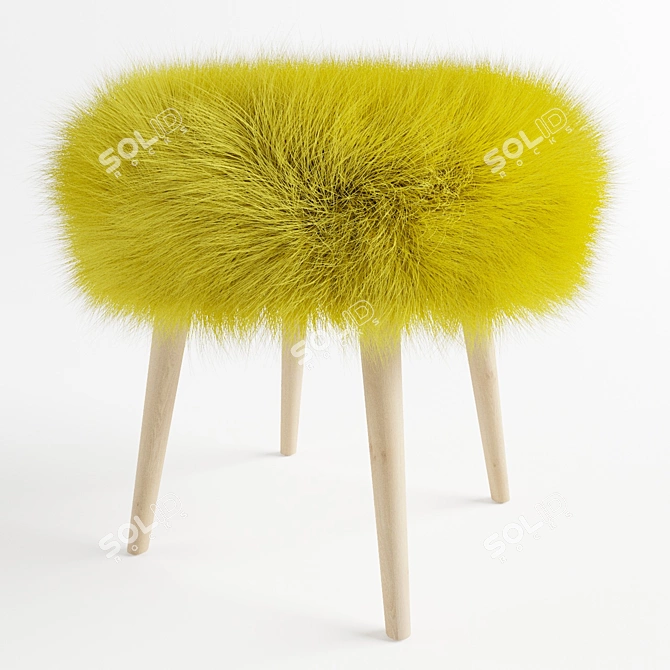 Luxe Lamb Fur Chair Stool 3D model image 3