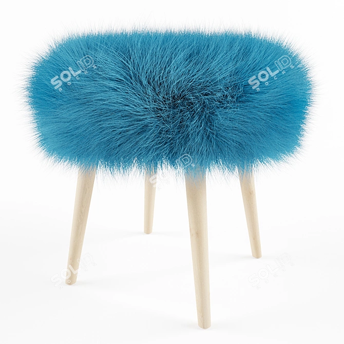 Luxe Lamb Fur Chair Stool 3D model image 4