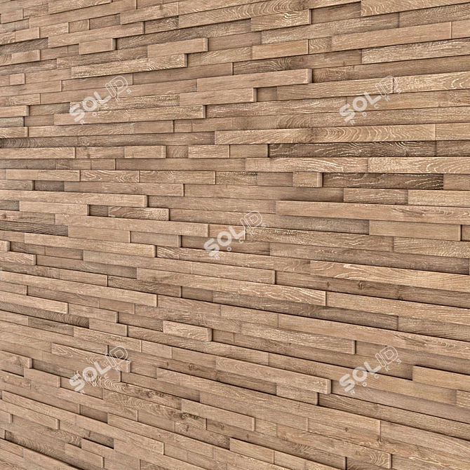 Title: Wooden Wall Rail: Long and Sturdy 3D model image 2