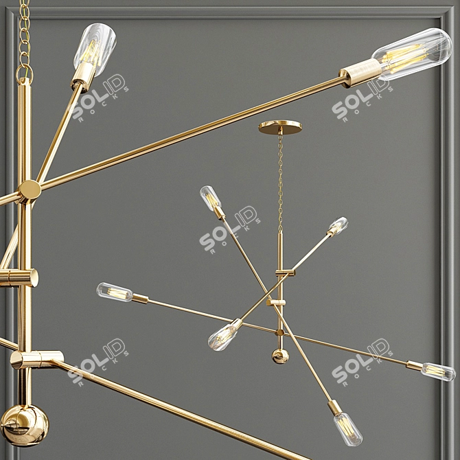 Rivet Mid-Century Pendant Chandelier 3D model image 2