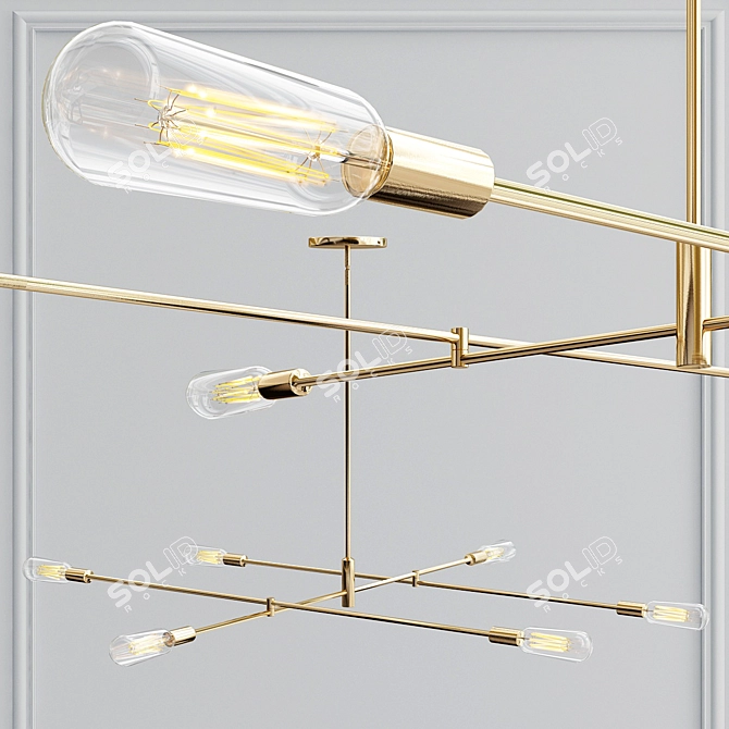 Rivet Mid-Century Pendant Chandelier 3D model image 3