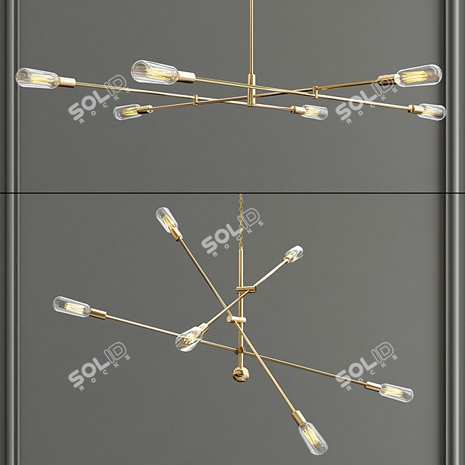 Rivet Mid-Century Pendant Chandelier 3D model image 4