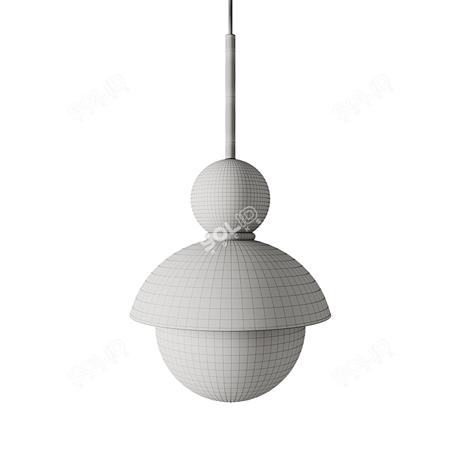 Natural Wood Pendant Light 3D model image 4