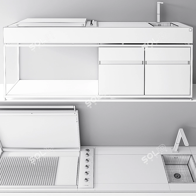 Cocoa Outdoor Kitchen Island: Ultimate BBQ Experience 3D model image 3