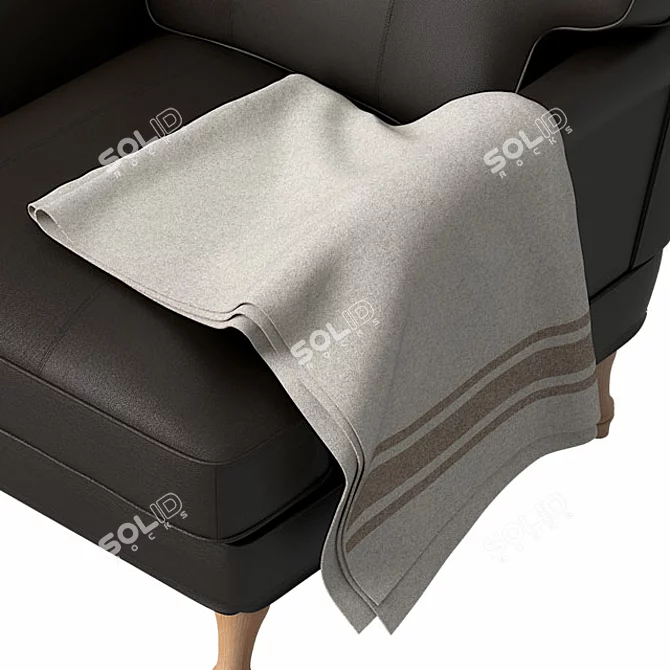 Leather Armchair with Woolen Throw 3D model image 2