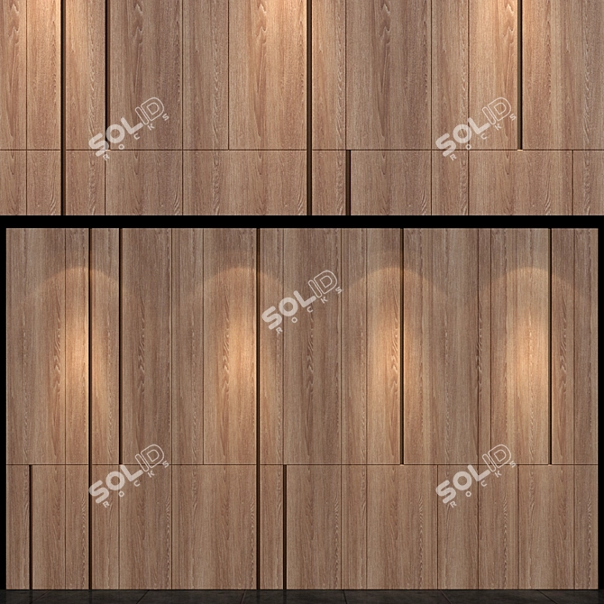 Rustic Wooden Wall Panel 3D model image 1