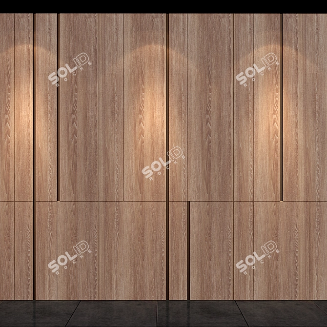 Rustic Wooden Wall Panel 3D model image 2