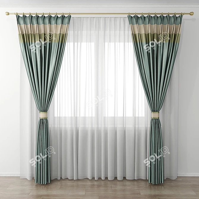 Elegant Curtain Set 3D model image 1