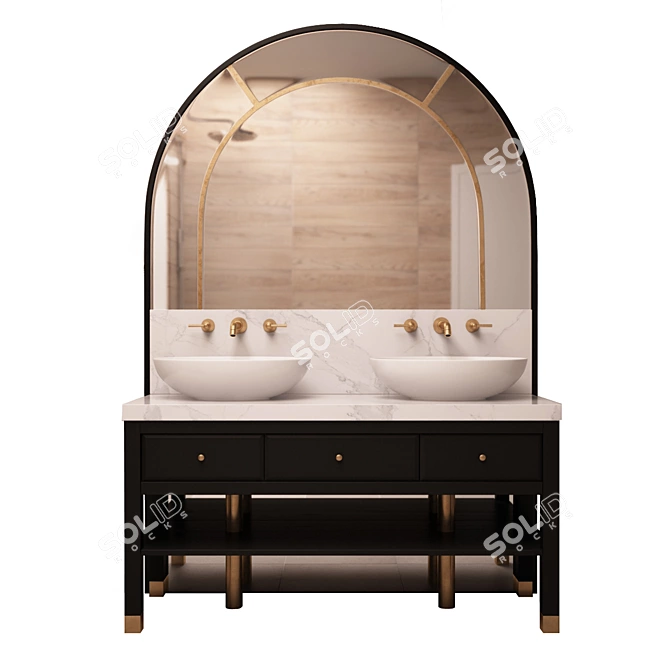 Modern Bathroom Furniture Set 3D model image 1