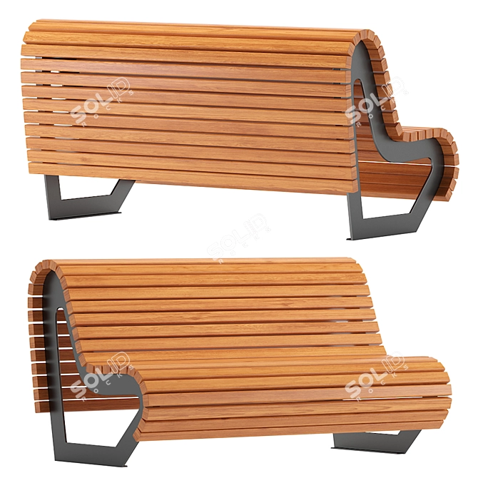 Wave Bench: Modern Outdoor Seating 3D model image 1