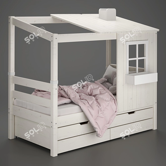 Flexa Kids House Bed Set 3D model image 1