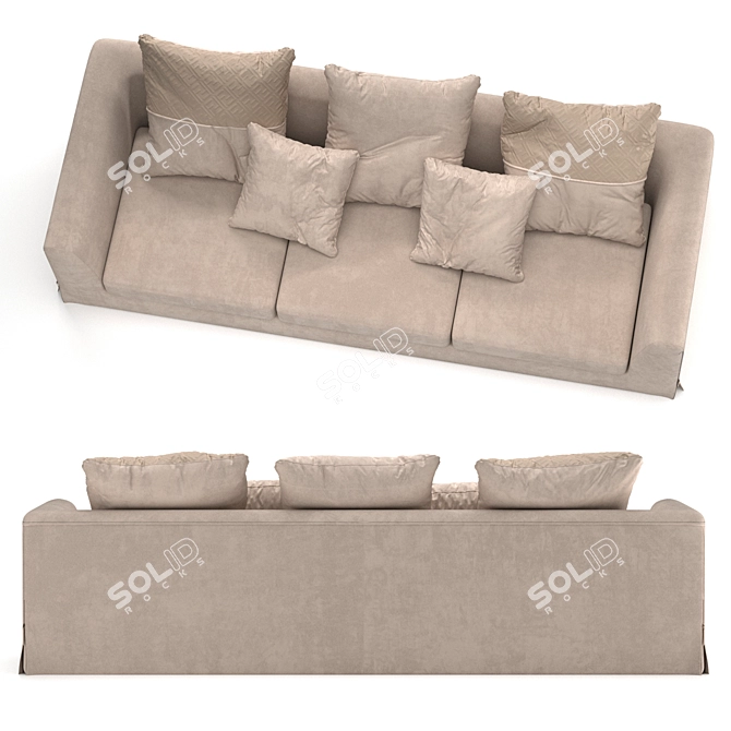 Fendi Casa Dorian Sofa: Luxurious and Stylish 3D model image 2