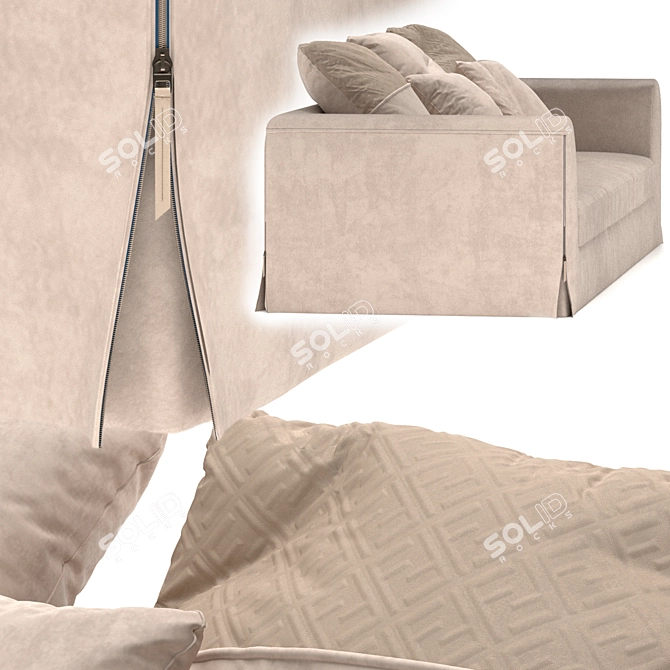 Fendi Casa Dorian Sofa: Luxurious and Stylish 3D model image 3