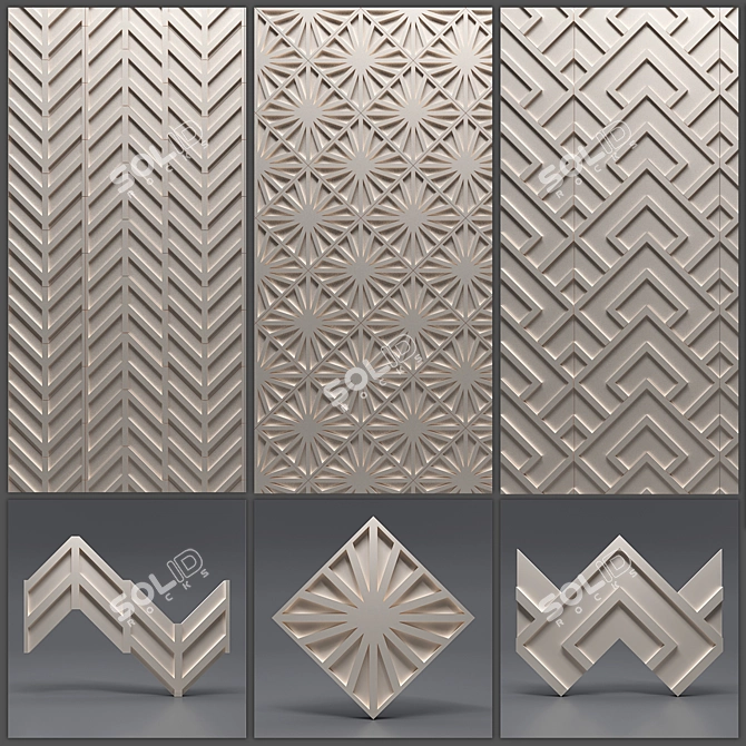 Seamless Gypsum 3D Panel Kit 3D model image 1