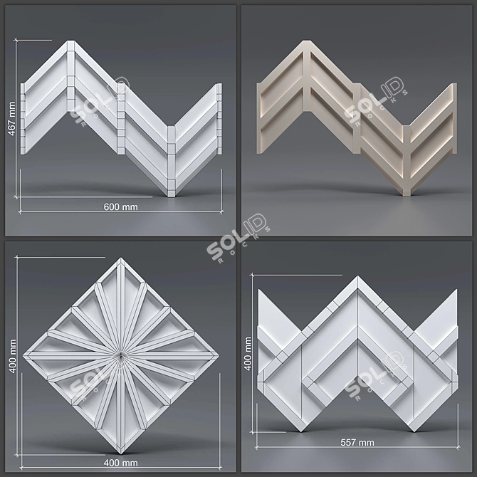 Seamless Gypsum 3D Panel Kit 3D model image 5