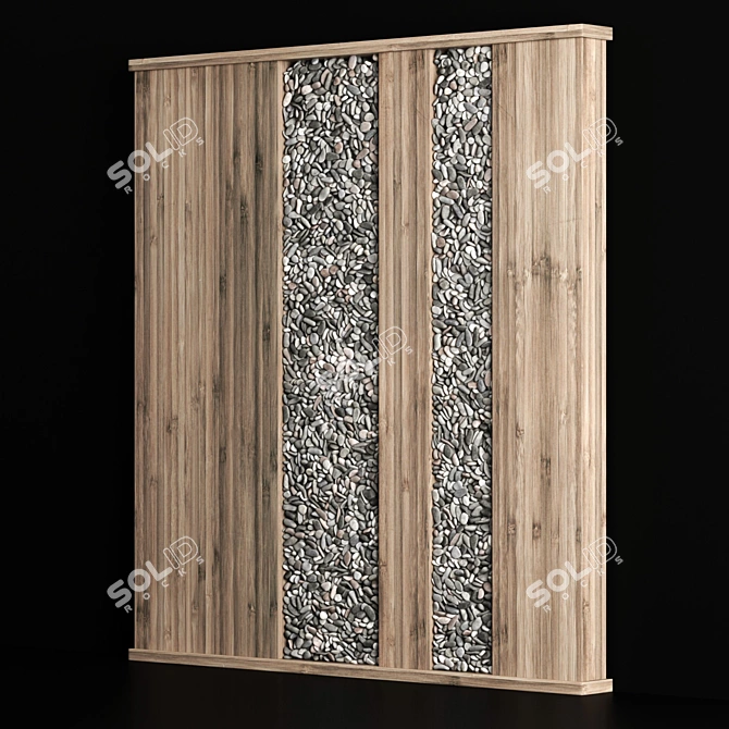 Wooden Wall Pebble Decor: Natural Charm for Your Space 3D model image 3