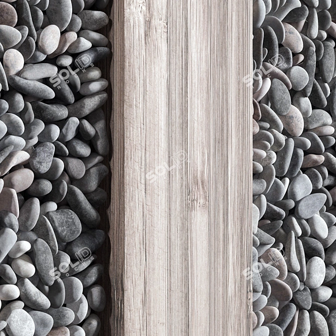 Wooden Wall Pebble Decor: Natural Charm for Your Space 3D model image 4