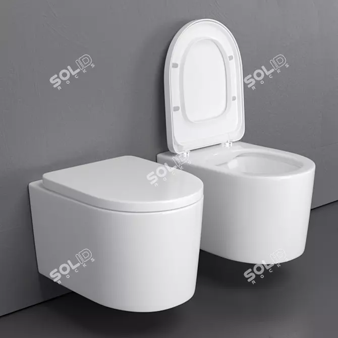 Modern Wall-Hung WC with Stone Finish 3D model image 1