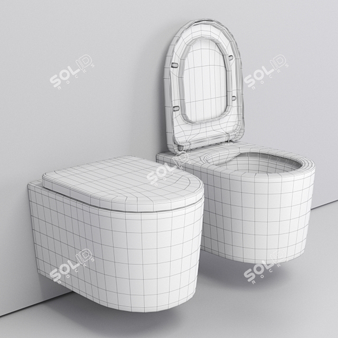 Modern Wall-Hung WC with Stone Finish 3D model image 2