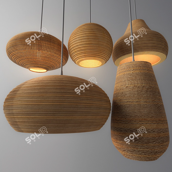 Rattan Lighting Set: Stylish and Versatile 3D model image 1