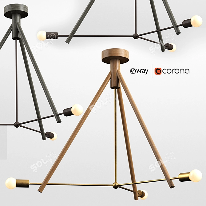 Rustic Lodge Chandelier: Vintage Charm meets Modern Elegance 3D model image 1