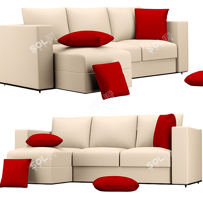 Sleek Fabric Sofa 3D model image 1