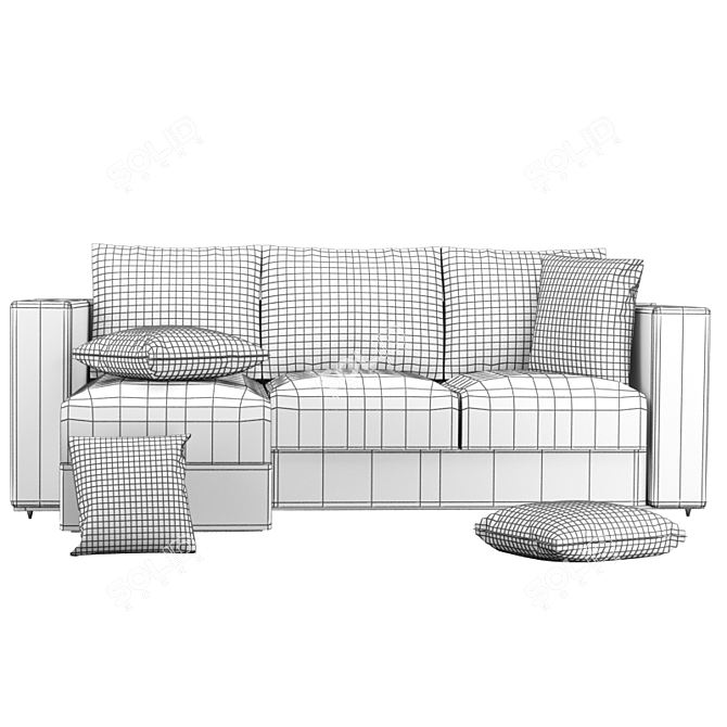 Sleek Fabric Sofa 3D model image 4