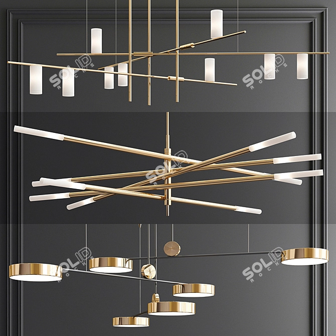 Sleek Minimalist Chandeliers - 3 Styles 3D model image 6