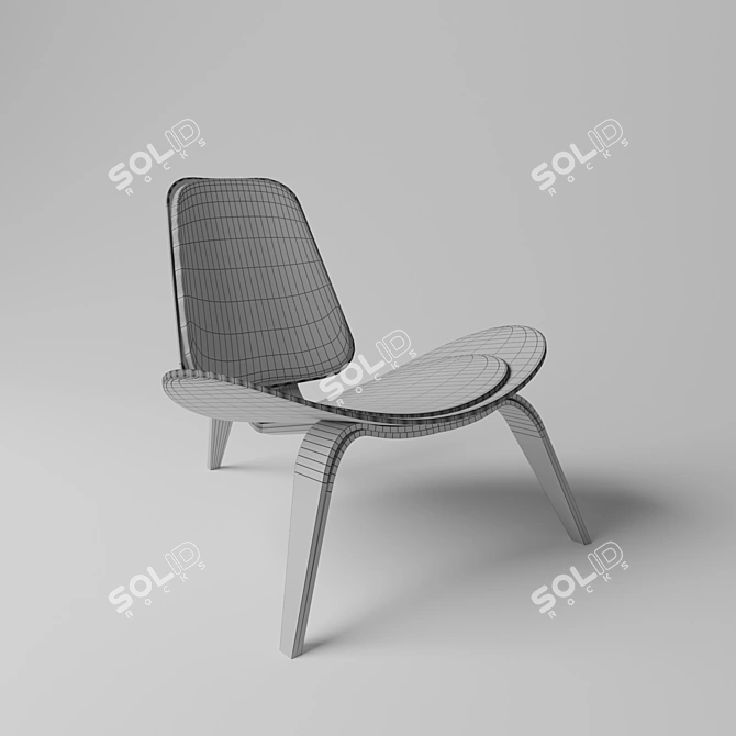 Iconic Shell Chair: Bent Plywood with Orange Upholstery 3D model image 3